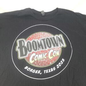 Boom Town Comic Con Crew Neck Short Sleeve Graphic T Shirt Mens Size 3XL Black